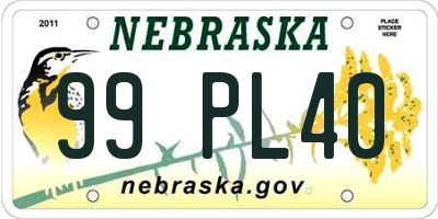 NE license plate 99PL40