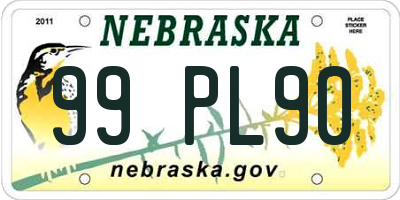 NE license plate 99PL90