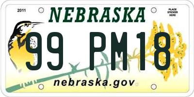 NE license plate 99PM18