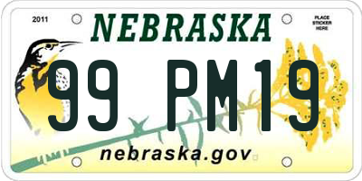 NE license plate 99PM19