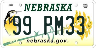 NE license plate 99PM33