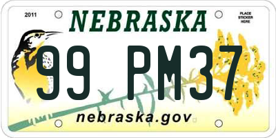 NE license plate 99PM37