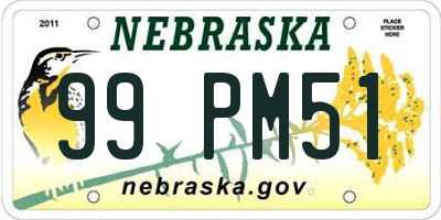 NE license plate 99PM51