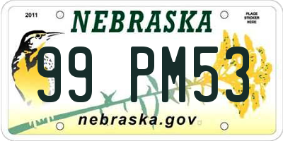 NE license plate 99PM53