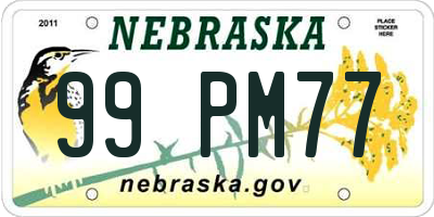 NE license plate 99PM77