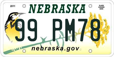 NE license plate 99PM78