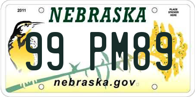 NE license plate 99PM89