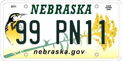 NE license plate 99PN11