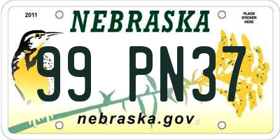 NE license plate 99PN37