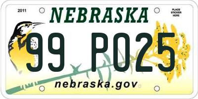 NE license plate 99PO25