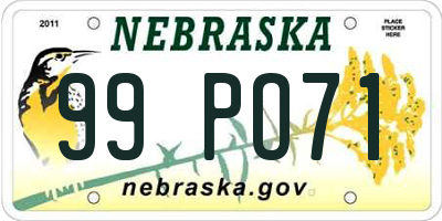 NE license plate 99PO71