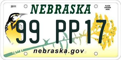 NE license plate 99PP17