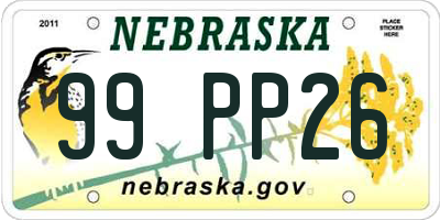 NE license plate 99PP26