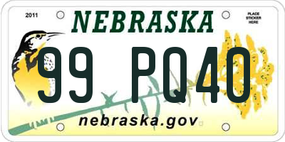 NE license plate 99PQ40