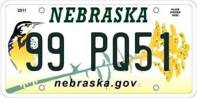 NE license plate 99PQ51