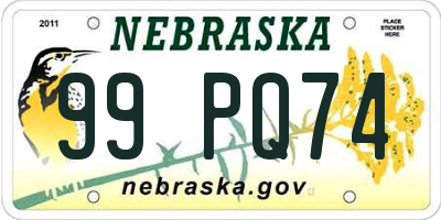 NE license plate 99PQ74