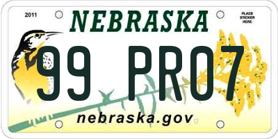 NE license plate 99PR07