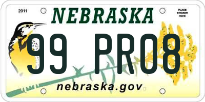 NE license plate 99PR08