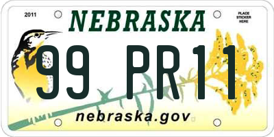 NE license plate 99PR11