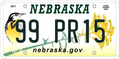 NE license plate 99PR15