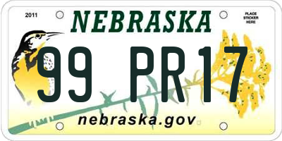 NE license plate 99PR17