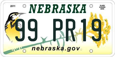 NE license plate 99PR19