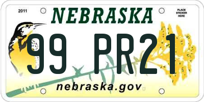 NE license plate 99PR21