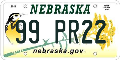 NE license plate 99PR22