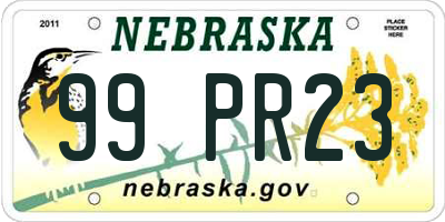 NE license plate 99PR23