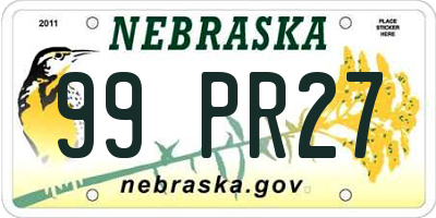 NE license plate 99PR27