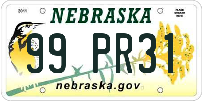 NE license plate 99PR31