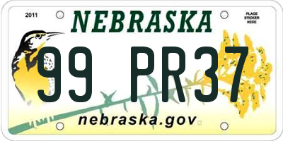 NE license plate 99PR37