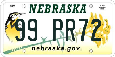 NE license plate 99PR72