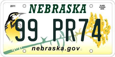 NE license plate 99PR74