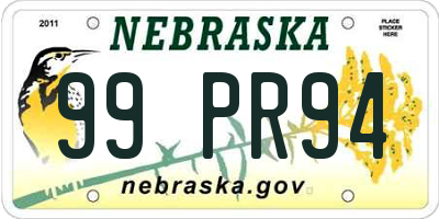 NE license plate 99PR94