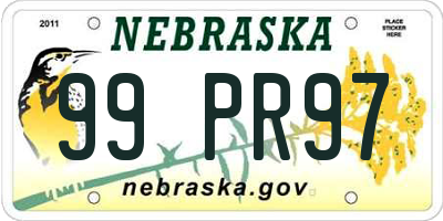 NE license plate 99PR97