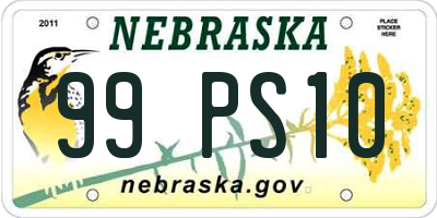 NE license plate 99PS10