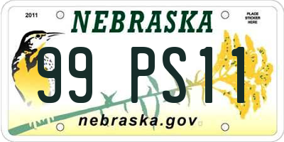 NE license plate 99PS11