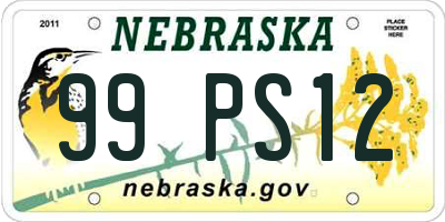 NE license plate 99PS12