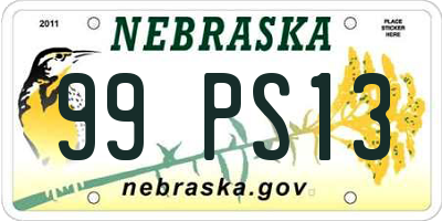 NE license plate 99PS13