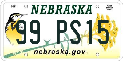 NE license plate 99PS15