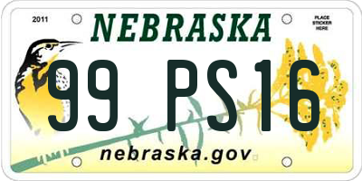 NE license plate 99PS16