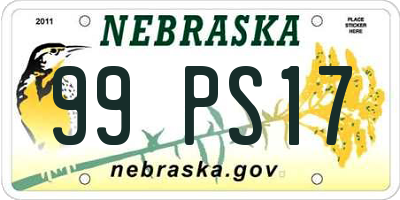 NE license plate 99PS17