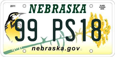 NE license plate 99PS18