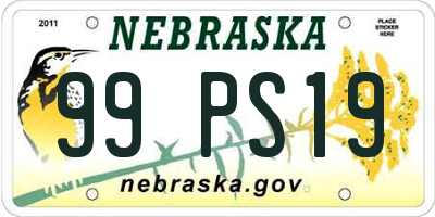 NE license plate 99PS19