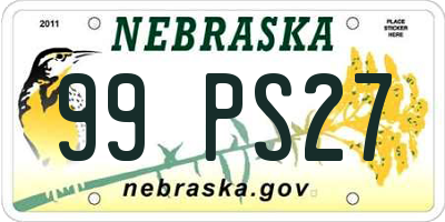 NE license plate 99PS27