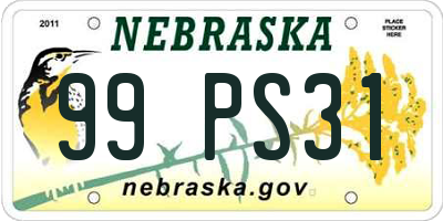 NE license plate 99PS31