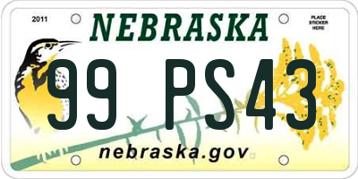 NE license plate 99PS43