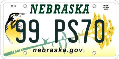 NE license plate 99PS70