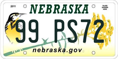 NE license plate 99PS72